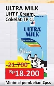 Promo Harga Ultra Milk Susu UHT Coklat, Full Cream 1000 ml - Alfamart