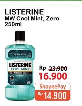 Promo Harga LISTERINE Mouthwash Antiseptic Cool Mint, Zero 250 ml - Alfamart