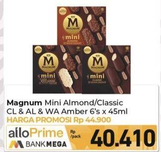 Promo Harga Walls Magnum Mini Almond, Classic Almond, Classic Almond White, Classic Amber per 6 pcs 45 ml - Carrefour