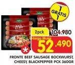 Promo Harga FRONTE Beef Sausage Bockwurst, Cheesy, Blackpepper per 2 pouch 360 gr - Superindo
