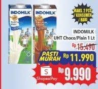 Promo Harga Indomilk Susu UHT Cokelat, Full Cream Plain 1000 ml - Hypermart