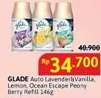 Promo Harga Glade Matic Spray Refill Lavender Vanilla, Lemon, Ocean Escape, Peony Berry Bliss 146 ml - Alfamidi