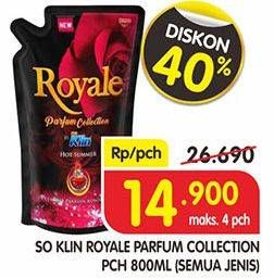 Promo Harga SO KLIN Royale Parfum Collection All Variants 800 ml - Superindo