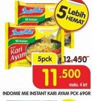 Promo Harga INDOMIE Mi Kuah Kari Ayam per 5 pcs 72 gr - Superindo