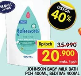 Promo Harga Johnsons Baby Milk Bath All Variants 400 ml - Superindo