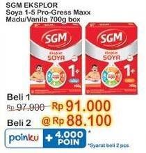 Promo Harga SGM Eksplor Soya 1-5 Susu Pertumbuhan Madu, Vanila 700 gr - Indomaret