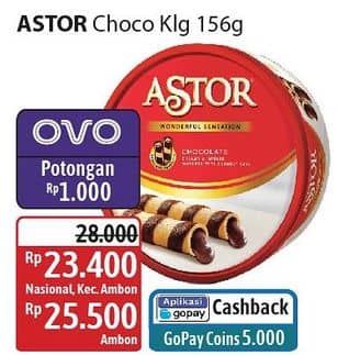 Promo Harga Astor Wafer Roll Chocolate 156 gr - Alfamidi