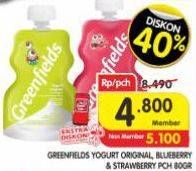 Promo Harga Greenfields Yogurt Squeeze Original, Blueberry, Strawberry 80 gr - Superindo