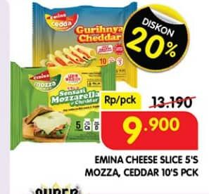 Promo Harga Emina Cheese Slice Mozza, Cedda 75 gr - Superindo