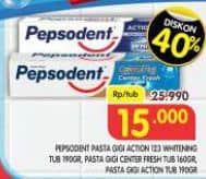 Promo Harga Pepsodent Pasta Gigi Action 123 Whitening, Center Fresh 160 gr - Superindo