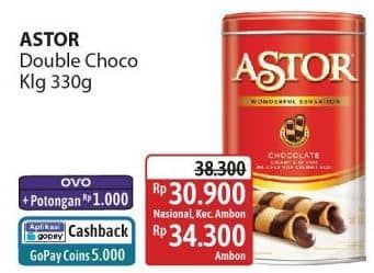 Promo Harga Astor Wafer Roll Double Chocolate 330 gr - Alfamidi