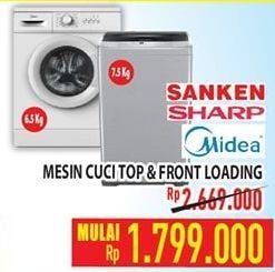 Promo Harga SANKEN / SHARP / MIDEA Mesin Cuci Top & Front Loading  - Hypermart