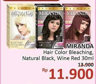 Promo Harga MIRANDA Hair Color Premium Bleaching, Natural Black, Wine Red 30 ml - Alfamidi