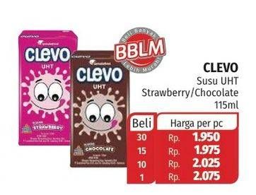 Promo Harga CLEVO Minuman Susu Strawberry, Chocolate 115 ml - Lotte Grosir