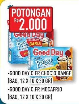 Promo Harga Good Day Coffee Freeze Chocorange, Mocafrio per 10 pcs 30 gr - Hypermart