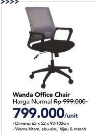 Promo Harga Wanda Office Chair Hitam, Abu-abu, Hijau, Merah  - Carrefour
