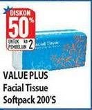 Promo Harga VALUE PLUS Facial Tissue Softpack 200 pcs - Hypermart