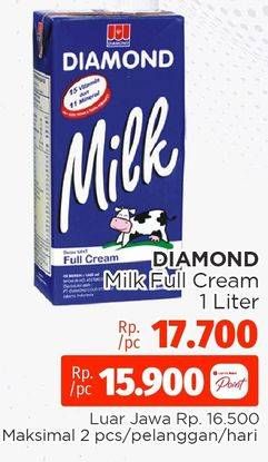 Promo Harga Diamond Milk UHT Full Cream 1000 ml - Lotte Grosir