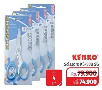 Promo Harga KENKO Scissors KS-838 SG 4 pcs - Lotte Grosir