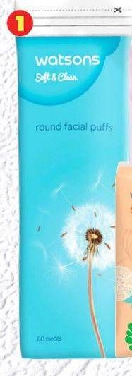 Promo Harga WATSONS Round Facial Puff per 2 pouch 80 pcs - Watsons