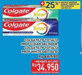 Promo Harga Colgate Toothpaste Total Clean Mint, Whitening 150 gr - Hypermart
