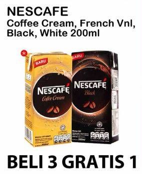 Promo Harga Nescafe Ready to Drink Black, French Vanila, White, Coffee Cream per 3 pcs 200 ml - Alfamart