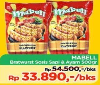 Promo Harga MABELL Bratwurst Sosis Sapi & Ayam 500 gr  - TIP TOP