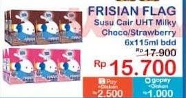 Promo Harga Frisian Flag Susu UHT Milky Zuzhu Zazha Strawberry, Chocolate per 6 tpk 115 ml - Indomaret