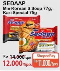 SEDAAP Mie Korean Spicy Soup 77g, Kari Special 75g