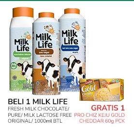 Promo Harga Milk Life Fresh Milk Cokelat, Murni, Bebas Laktosa 1000 ml - Indomaret