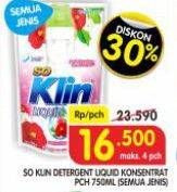 Promo Harga So Klin Liquid Detergent All Variants 750 ml - Superindo