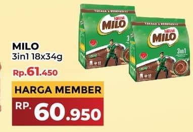 Promo Harga Milo ActivGo 3in1 per 18 sachet 35 gr - Yogya