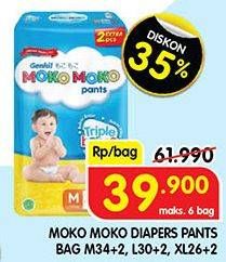 Promo Harga Genki Moko Moko Pants M34+2, L30+2, XL26+2 28 pcs - Superindo