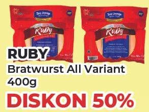 Promo Harga RUBY Sosis Sapi Bratwurst All Variants 400 gr - Yogya