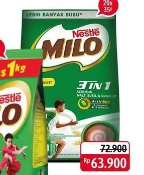 Promo Harga MILO ActivGo 3in1 per 20 sachet 35 gr - Alfamidi