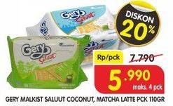 Promo Harga GERY Malkist Coconut, Matcha Latte 110 gr - Superindo