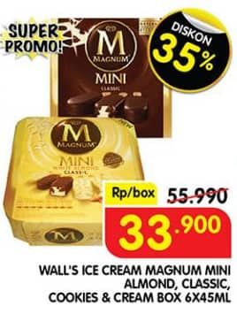 Promo Harga Walls Magnum Mini Almond, Classic Almond, Cookies N Cream per 6 pcs 45 ml - Superindo
