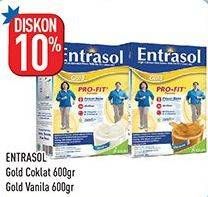 Promo Harga ENTRASOL Gold Susu Bubuk Chocolate, Vanilla 600 gr - Hypermart