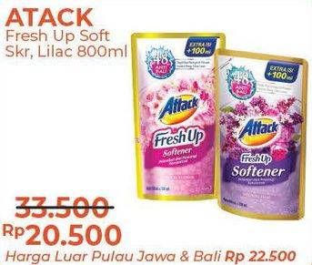 Promo Harga ATTACK Fresh Up Softener Dazzling Lilac, Sakura Blossom 800 ml - Alfamart