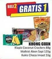 Promo Harga KHONG GUAN Klapis Coconut Crackers 88 g, Malkist Abon Sapi 135 g, Choco Imoet 55 g  - Hari Hari