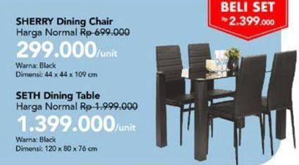 Promo Harga Sherry Dining Chair + Seth Dining Table  - Carrefour