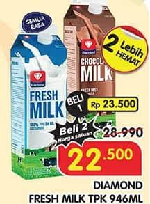 Promo Harga Diamond Fresh Milk All Variants 946 ml - Superindo