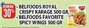 Promo Harga BELFOODS Royal Crispy Karaage/Favorite Spicy Wing 500gr  - Hypermart