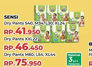 Promo Harga Sensi Dry Pants XL24, S40, M34, L30 24 pcs - Yogya