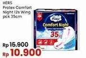 Promo Harga Hers Protex Comfort Night Wing 35cm 12 pcs - Indomaret