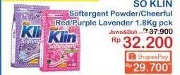 Promo Harga SO KLIN Softergent Cheerful Red, Purple Lavender 1800 gr - Indomaret