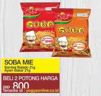 Promo Harga SOBA Snack Mie Sedap Sambal Balado, Ayam Bakar per 2 pcs 21 gr - Yogya