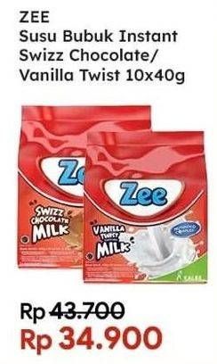 Promo Harga ZEE Susu Bubuk Swizz Chocolate, Vanilla Twist per 10 sachet 40 gr - Indomaret