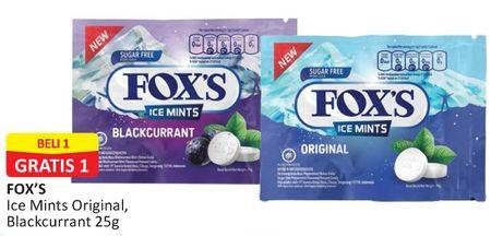 Promo Harga FOXS Ice Mints Blackcurrant, Original 25 gr - Alfamart