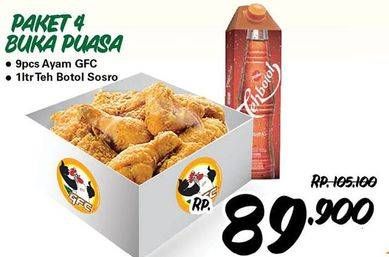 Promo Harga GIANT Fried Chicken 9 pcs + SOSRO Teh Botol 1ltr  - Giant